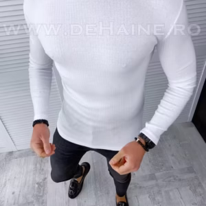 Helanca bărbați albă slim fit - Stil elegant și confortabil
