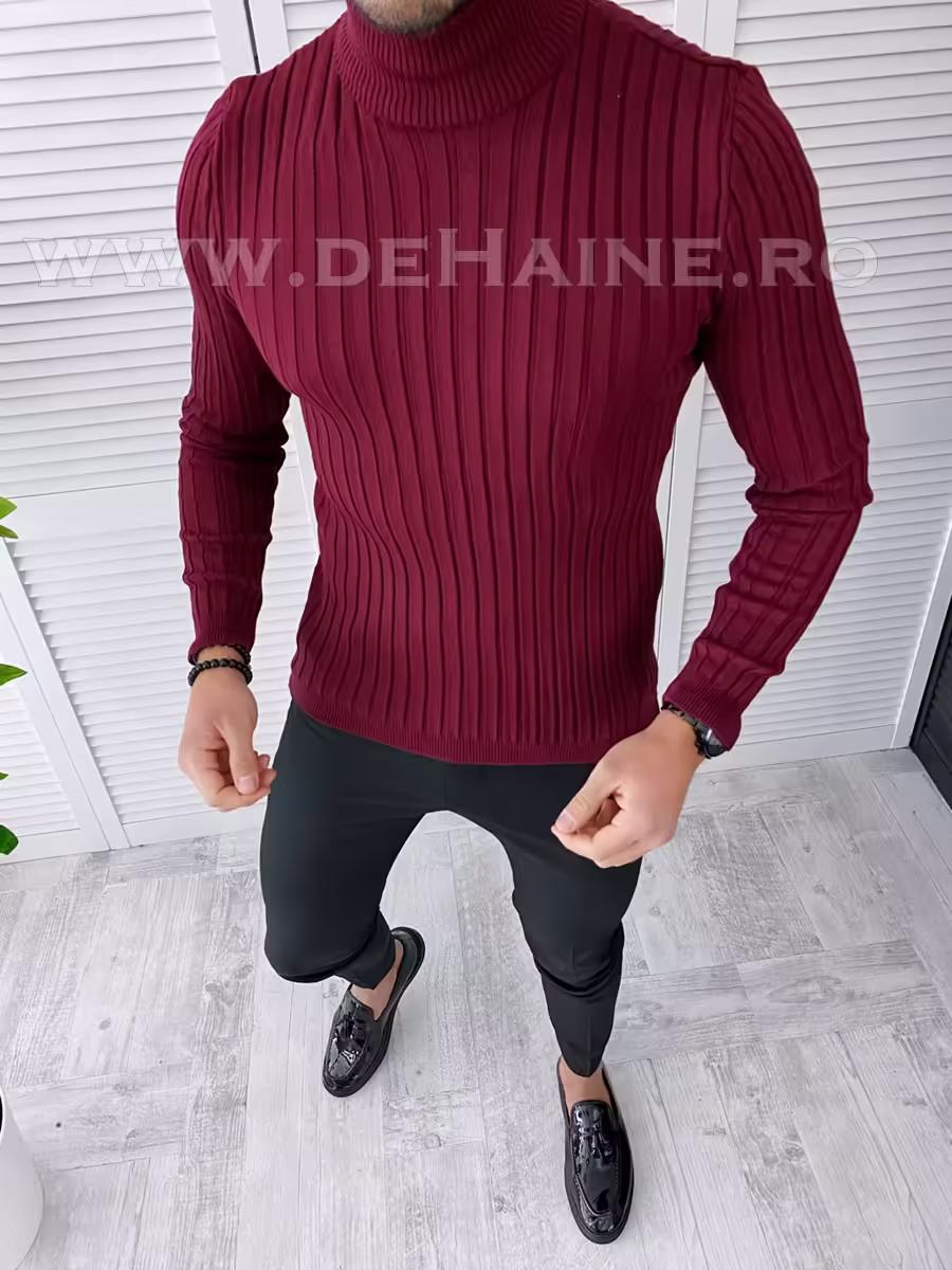Helanca bărbați slim fit casual office – Stil Zara – Grena – Bumbac elegant