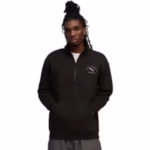 Jacheta sport casual pentru bărbați Puma - Negru, Bumbac și Poliester, Half Zip