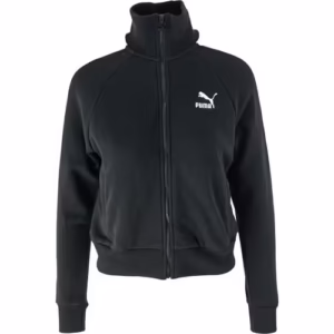 Jacheta dama sport Puma Iconic T7 neagra din bumbac si poliester
