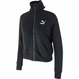 Jacheta dama sport Puma Iconic T7 neagra din bumbac si poliester