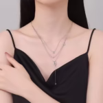 Lantisor argint 925, JW1243, model ochisor si steluta, placat cu rodiu