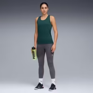 Maiou sport verde pentru femei - Puma, din poliester, ideal pentru fitness și lifestyle