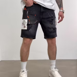 PANTALONI SCURTI DESTROYED SPLASH BLACK PSAS188(2007) (MĂRIME: 31)