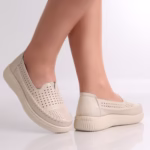 Pantofi dama casual Bej din Piele Ecologica Garena