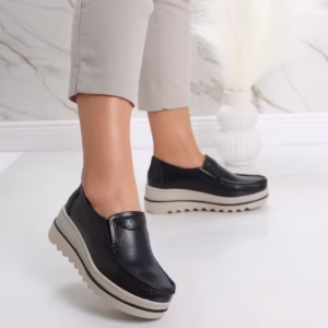 Pantofi dama cu platforma Negri din Piele Naturala Gabrena