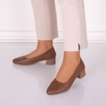 Pantofi dama cu toc Camel din Piele Naturala Rimela