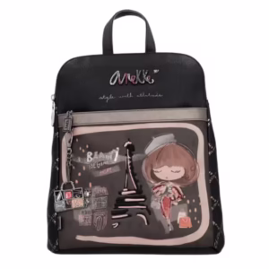 Rucsac casual, dama, ANEKKE 41805-073, negru, piele ecologica