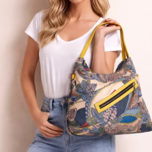 Poseta casual, dama, ADA SHOES, 2525 galben, textil