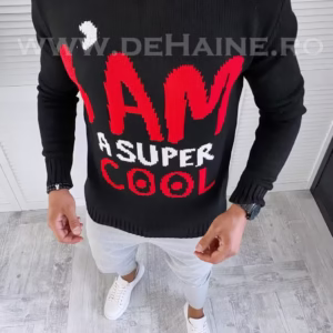Pulover bărbați gros slim fit negru - T3590 P18-4.3