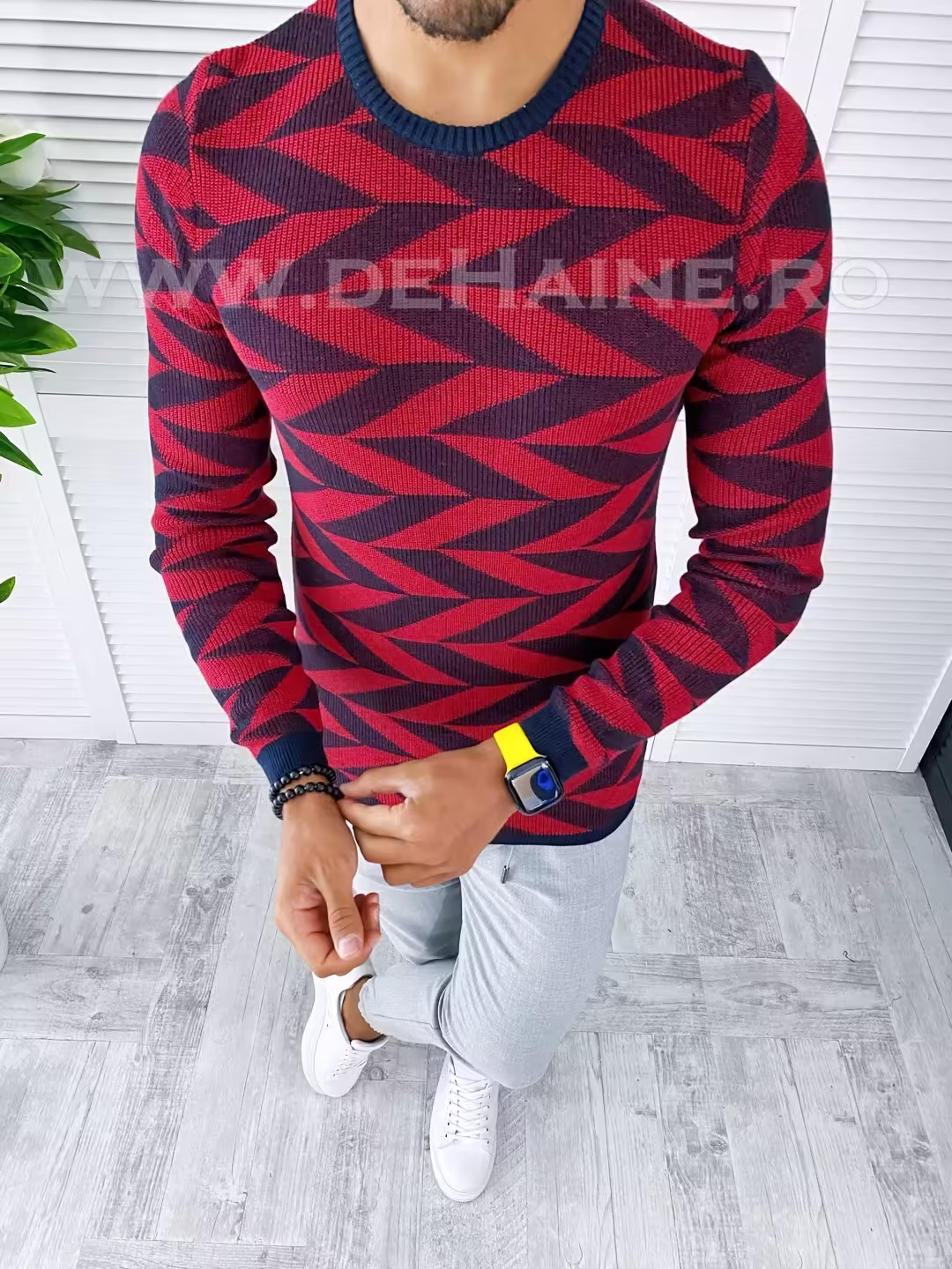 Pulover bărbați gros grena slim fit – T3704