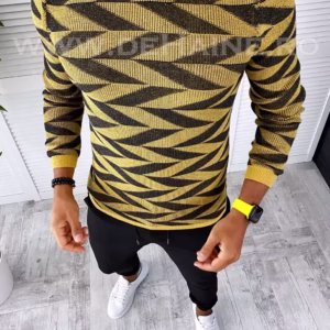 Pulover barbati gros mustar slim fit T3704 13-5.1