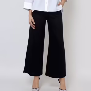 Pantaloni evazați cu fermoar și buzunare negru - M