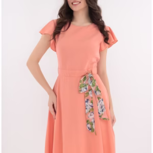 Rochie clos roz cu cordon colorat detasabil