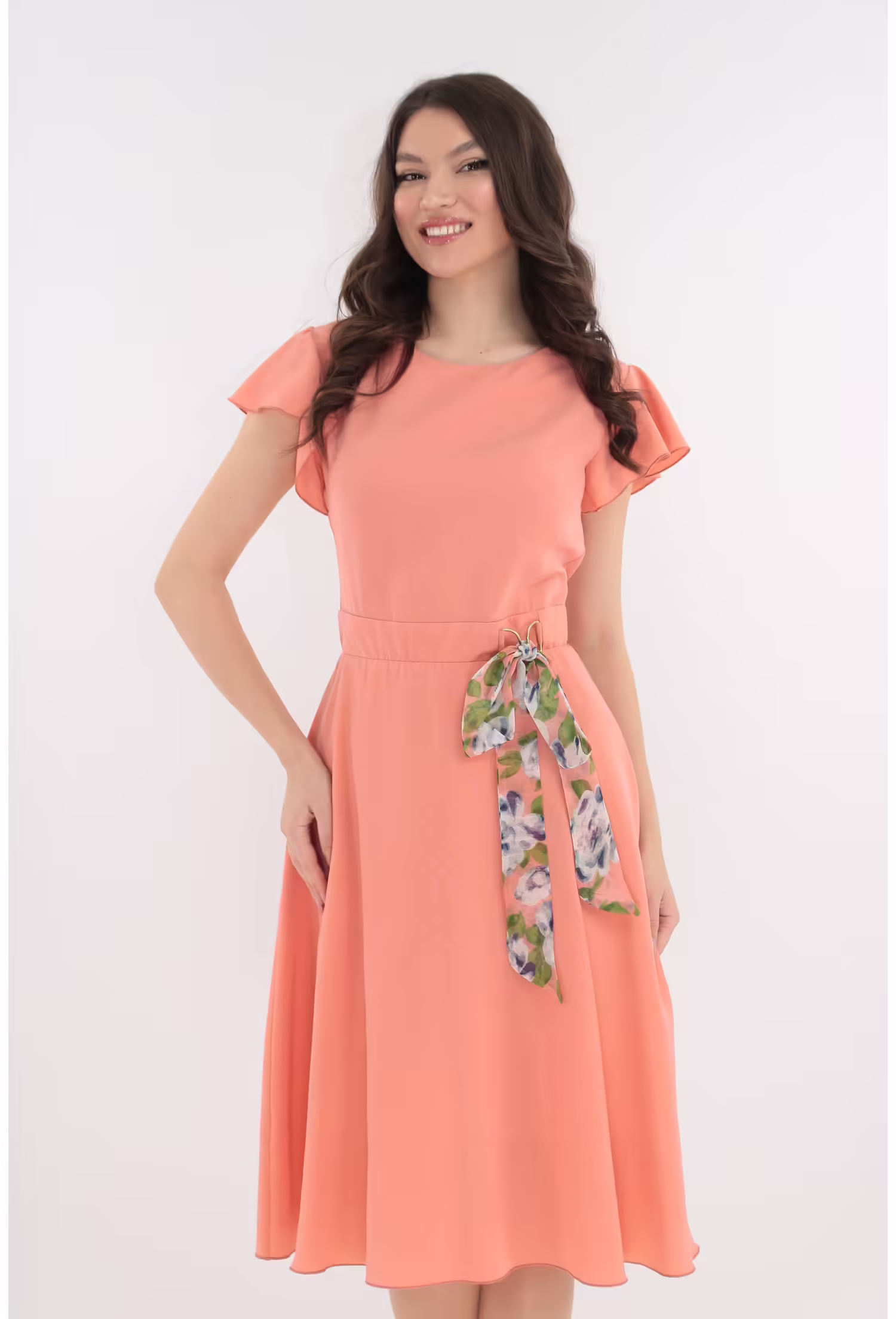 Rochie clos roz cu cordon colorat detasabil