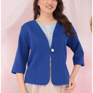 Sacou Albastru Regal din Stoffă Elastică – Croială Clasică
