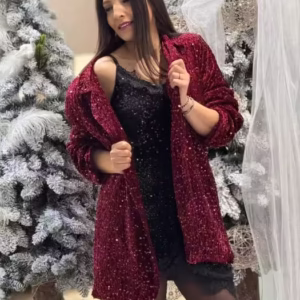 Sacou dama bordo din paiete