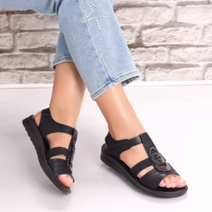 Sandale dama Negre din Piele Ecologica Areia