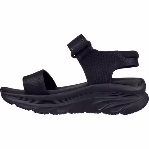 Sandale Sport Femei Skechers Dlux Walker Negre cu Talpa Confort Luxe Foam