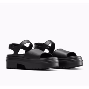 Sandale Converse All Star unisex din piele naturală negre cu toc lugged pentru vară
