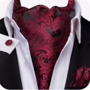 Set cravata / esarfa Ascot matase + batista + butoni, model 114