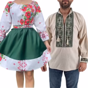 Set Cuplu 436 – Camasa și Rochie cu Motive Tradiționale