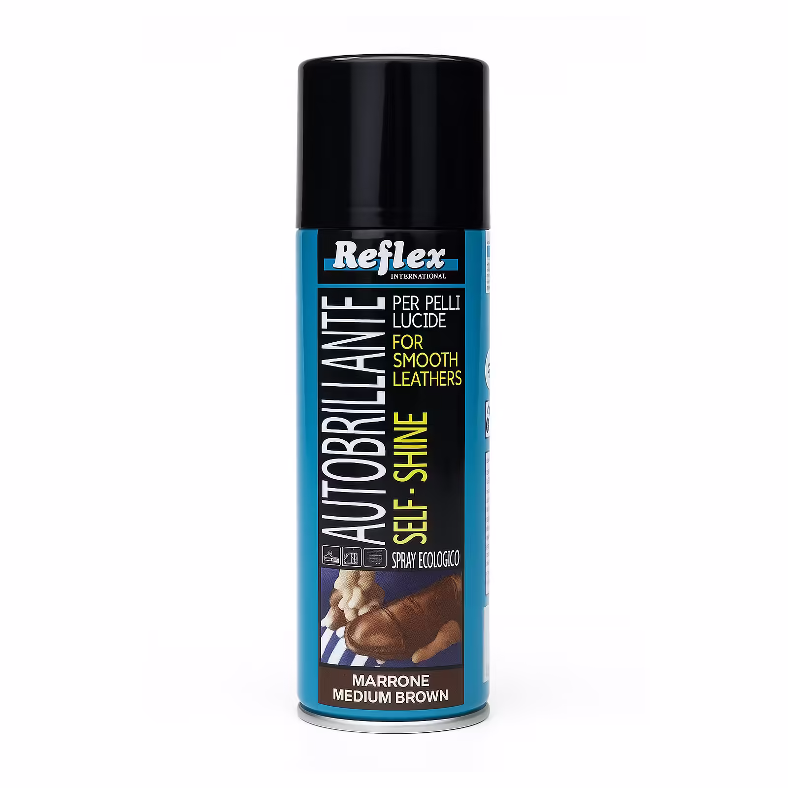Spray Autobrillante Reflex, de lustruit fără frecare pentru piele netedă Maro – Medium Brown