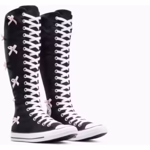 Converse Chuck Taylor All Star XXHI Negri Unisex cu Funde Satin și Detalii Punk