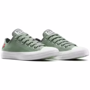 Converse Chuck Taylor All Star Platformă Unisex Verde cu Broderie Florală – Stil Artizanal