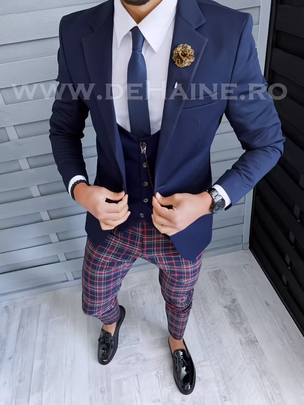 Costum Smart Casual B1824 pentru Bărbați – Sacou, Pantaloni, Vestă și Cămașă