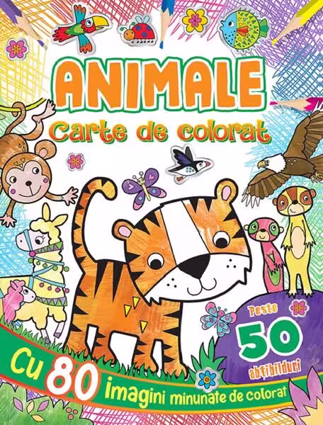 Animale. Carte de colorat cu peste 50 abțibilduri – Paperback brosat – Flamingo